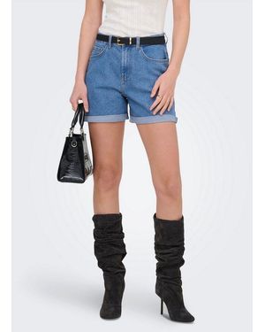 ONLY Jeansshorts Onllaura Hw Fold Up Short Box Dnm Baumwoll-Denim Mit Stretch, Regular Fit, High Waist - Blau