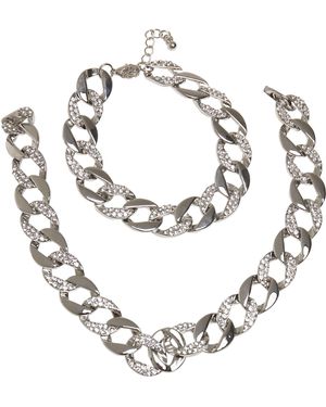 Urban Classics Bettelarmband Basic Diamond Necklace And Bracelet Set - Weiß