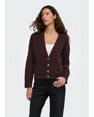 ONLY Strickjacke Onlsophie Ls V-Neck Cardigan Bf Knt Materialmix, Regular Fit, Mit Wolle - Schwarz