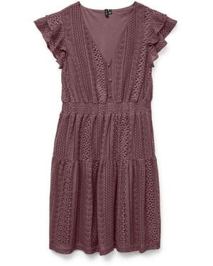 Vero Moda Minikleid Vmhoney Lace V-Neck Short Dress Wvn Ga Sommerkleid - Lila