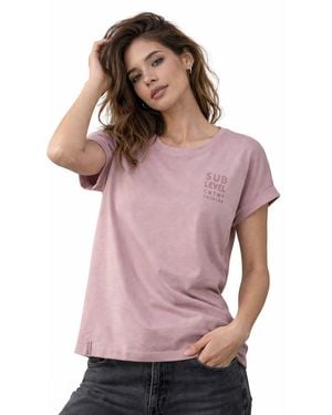 Sublevel T- Turn-Up Ärmel Weiches Basic Shirt Rundhals Kurzarm Baunwolle Modal Mix - Pink