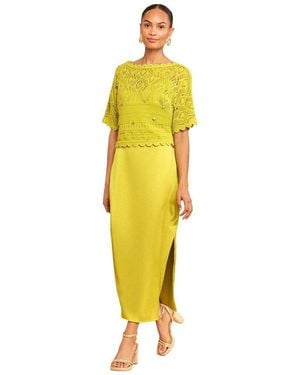 Love & Roses Midikleid 2-In-1-Midikleid, Regular (2-Tlg) - Gelb