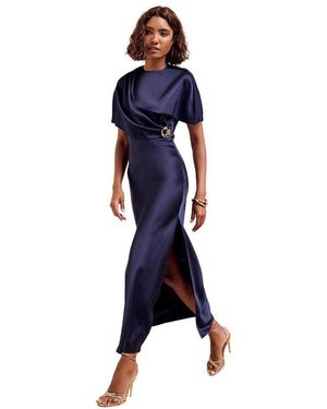 Friends Like These Midikleid Cape-Midikleid Aus Satin (1-Tlg) - Blau