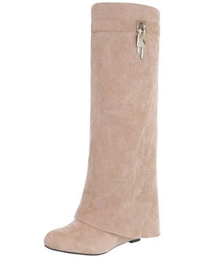 Ital-Design Elegante Überknie-Stiefel Mit Komfort Und Modernem Design Keilstiefel (90458198) Keilabsatz/Wedge Stiefel - Braun