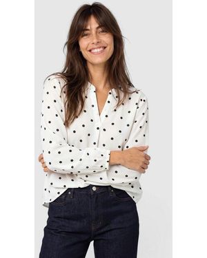 S.oliver Langarmbluse Bluse Viskose-Bluse Mit Polka Dots - Weiß