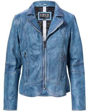 C.B.L. Lederjacke MQ-44883 mit reißverschlusstaschen - Blau