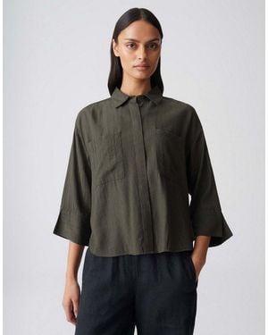 Opus Hemdbluse Forna Aus Leichter Webware Mit Crinkle Effekt Mit Eingrifftaschen Für Praktische Alltagslooks - Grau