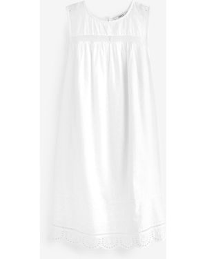 Next Ärmelloses Minikleid mit Lochstickerei (1-tlg) - Weiß