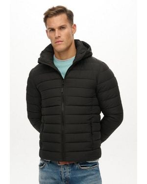 Superdry Steppjacke Hooded Fuji Jacket Kunstfaser, Regular Fit - Schwarz