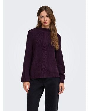 ONLY Stehkragenpullover Onlkatia Ls Detail Highneck Cc Knt Viskosemischung, Regular Fit - Lila