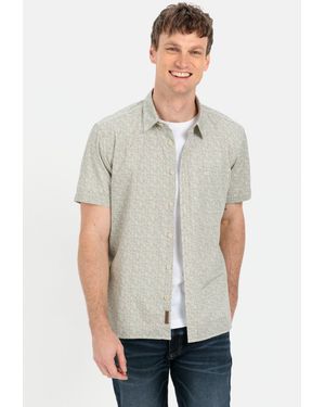Camel Active Kurzarmhemd aus reiner Baumwolle Button-Down - Weiß