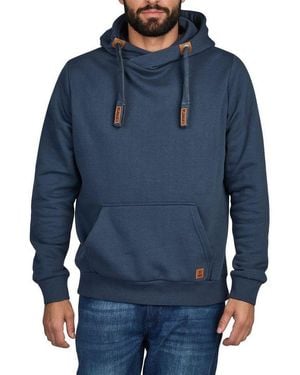 Riverso Kapuzenpullover Herren Hoodie Rivniklas Regular Fit Longsleeve Sweatshirt Mit Cross-Over-Kragen Und Kängurutasche - Blau