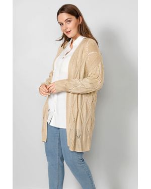 Sara Lindholm Strickjacke oversized offene Form Strukturstrick - Blau