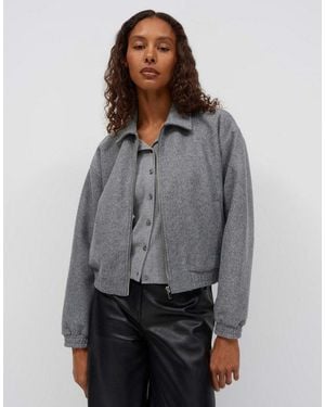 Opus Sweatjacke Gerzi Aus Weicher Sweatware Verkürzte O-Form Mit Elastischen Abschlüssen Und Paspeltaschen - Grau
