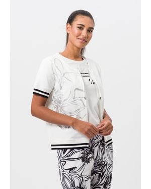 Tuzzi Kurzjacke mit floralem Print-Motiv in Metallic-Optik - Weiß