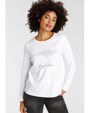 Kangaroos Sweatshirt Langarm, figurumspielend, unifarben, mit Rundhalsausschnitt - Weiß