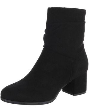 Ital-Design Damen Stiefelette Mit Blockabsatz Und Raffoptik Stiefelette (92732015) Blockabsatz Stiefeletten - Schwarz