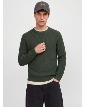 Jack & Jones Rundhalspullover Jjcleveland Knit Crew Neck Materialmix, Normal Geschnitten - Grün