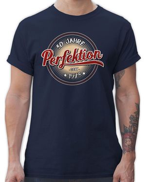 Shirtracer T-Shirt Fünfzig Jahre Perfektion seit 1975 weiß 50. Geburtstag - Blau