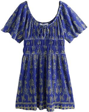 Next Jerseykleid Kurzärmeliges Jersey-Minikleid mit Bindedetail (1-tlg) - Blau