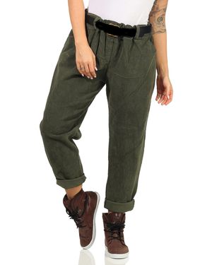 Mississhop Haremshose hose mit Gürtel – Lässiger Schnitt Bund ohne Reisverschluss - Grün