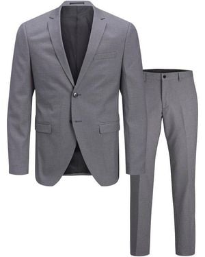 Jack & Jones Anzug Jprfranco Extra Schmal, Pflegeleicht, Stilvoll Mit Fallendem Revers Materialmix Aus Polyester, Viskose Und Elasthan - Grau