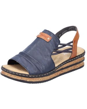 Rieker Keilsandalette, Sommerschuh, Sandale, Keilabsatz, Mit Stretchbänder - Blau
