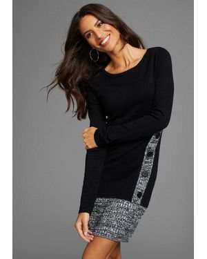 Laura Scott Strickkleid Mit Modischer Zierknopfleiste - Schwarz