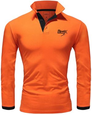 REPUBLIX Poloshirt OWEN Basic Langarm Kontrast Polo Hemd - Orange