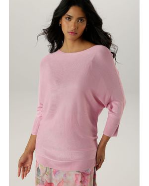 Aniston SELECTED Strickpullover mit U-Boot-Ausschnitt - Pink
