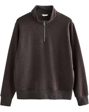 Next Sweater Troyer-Sweatshirt aus Jersey mit Baumwollanteil (1-tlg) - Schwarz