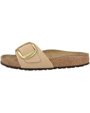 Birkenstock Madrid Big Buckle Nubukleder schmal Pantolette Hausschuhe - Natur
