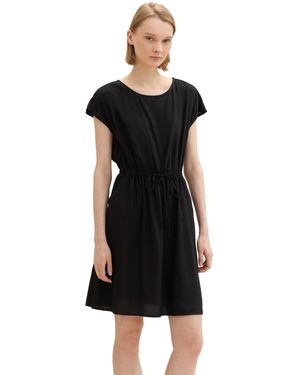 Tom Tailor Druckkleid im Midi-Look und mit Eingrifftaschen - Schwarz