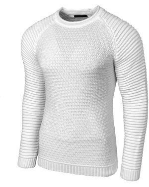 Baxboy Strickpullover Two Tone Rundhals Pullover B-8056 - Grau