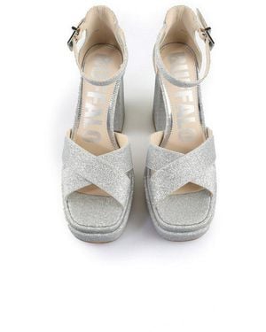 Buffalo Cross -Vegan Glitter High-Heel-Pumps - Weiß