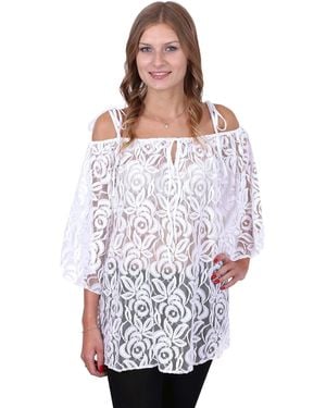 Sarcia.eu Spitzenbluse John Zack Weiße Bluse aus Spitze, schulterfrei M-L - Schwarz