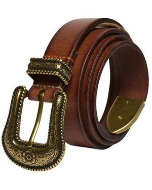 Superdry Ledergürtel Skinny Western Belt Aus Büffelleder, Mit Casual Passform, Unifarbenes Design - Braun