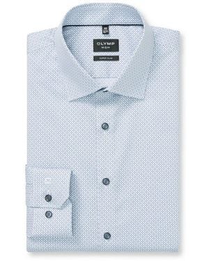 Olymp Langarmhemd No 6 Businesshemd, Super Slim, New York Kentkragen - Blau