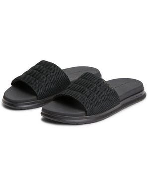 Tommy Hilfiger Dual Density Textile Pool Slide Pantolette Sommerschuh, Poolslides Mit Modischer Ziersteppung - Schwarz