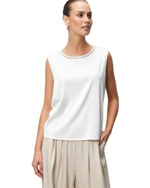 Zero T-Shirt Satinshirt mit Lochmuster am Ausschnitt (1-tlg) weiteres Detail - Weiß