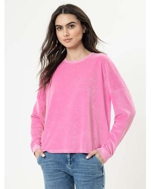 Herrlicher Rundhalspullover Smila Jersey Velour aus weicher Velours Qualität - Pink