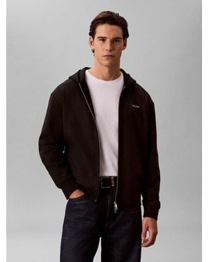 Calvin Klein Kapuzensweatjacke Regular Fit, 2-Wege-Zipper - Grau