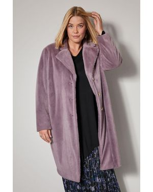 Sara Lindholm Wintermantel Mantel Straight Fit Kunstpelz Revers Langarm - Lila