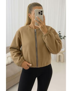 Worldclassca Bomberjacke mit Zip Trench Jacke Übergangsjacke Blouson - Natur