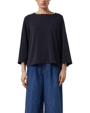 Comma, Shirtbluse Sommerbluse 3/4-Arm Mit Weiten Ärmeln - Blau