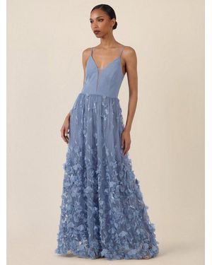 Apart Abendkleid Mit 3D-Blüten Und Tüllrock - Blau