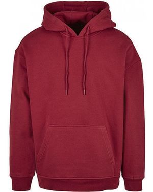 Build Your Brand Kapuzenpullover Basic Oversize Hoody Kängurutasche Übergroßer Schnitt - Rot