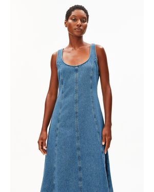 ARMEDANGELS Jeanskleid DENIM Bio-Baumwoll Mix Tiefer Rundhalsausschnitt - Blau