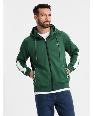Ombre Sweatjacke -Kapuzenpulli mit Reißverschluss und Paspel - Grün