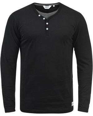 Solid Langarmshirt SDDoriano Longsleeve im Double-Layer Look - Schwarz